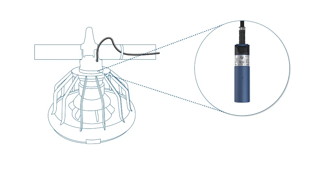 DOL 44 capacitive sensor mounted inside feeder cone diagram