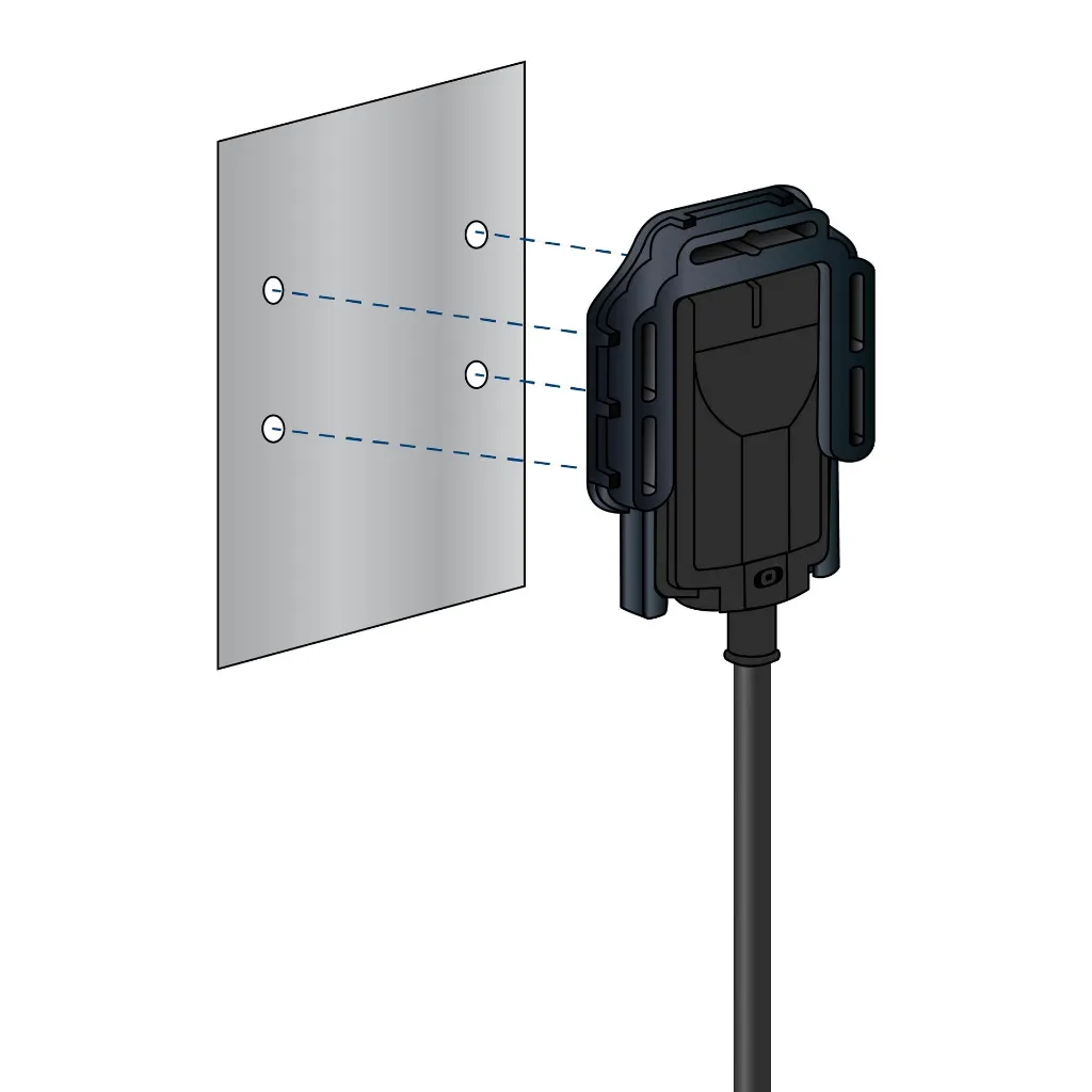 DOL 20 capacitive sensor bracket mounting on flat panel diagram